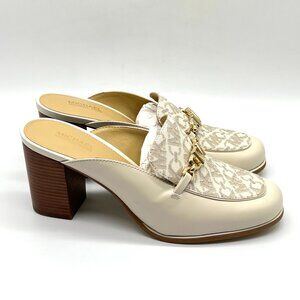 MICHAEL Michael‎ Kors Womens Size 6.5 Cream Leather Heels Mules Clogs Shoes